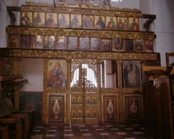 The iconostasis of Prodromos in situ after treatment, August 1999, made possible by the donation by the Anastasios G. Leventis Foundation.